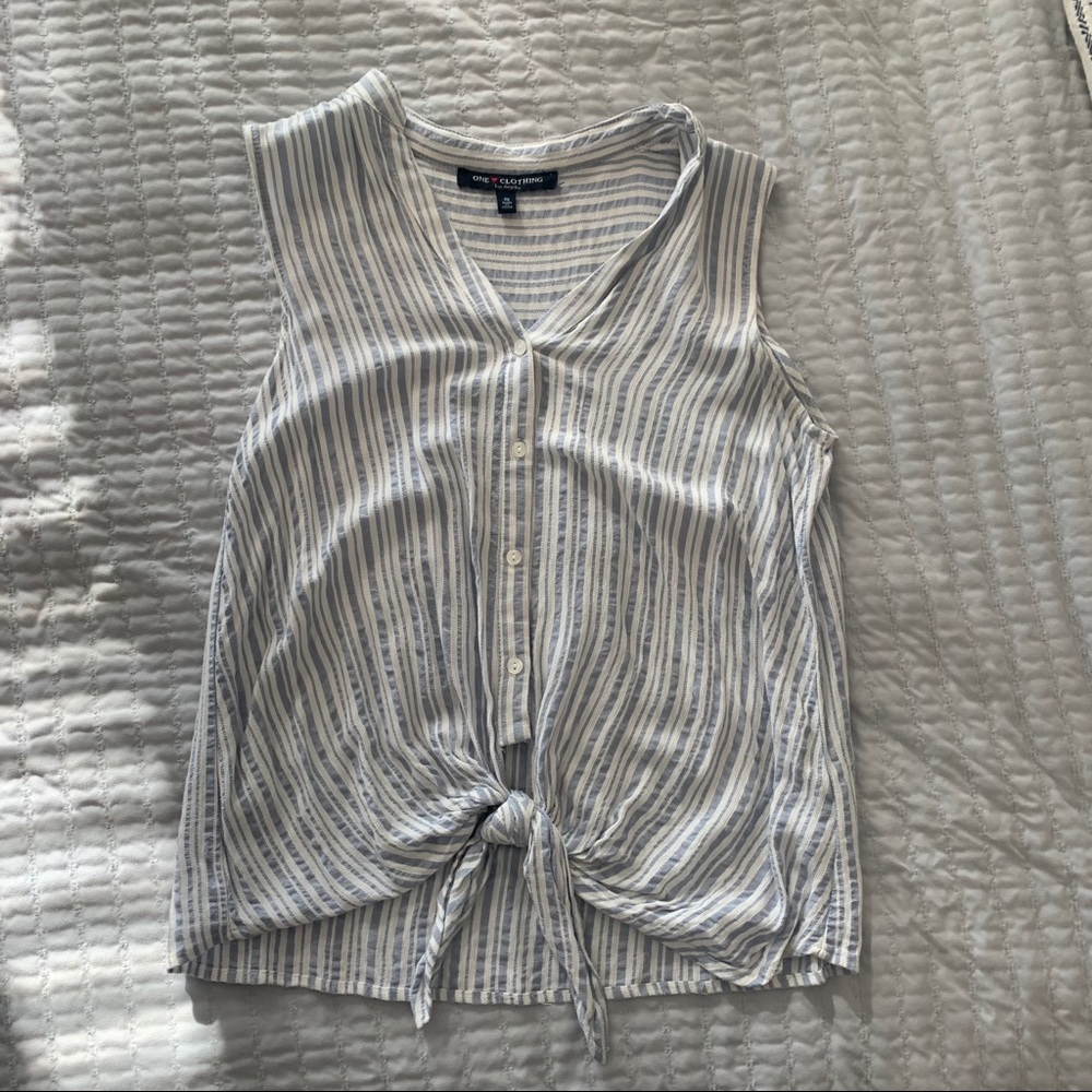 Button-down tie front shirt